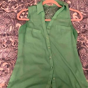Green button up blouse